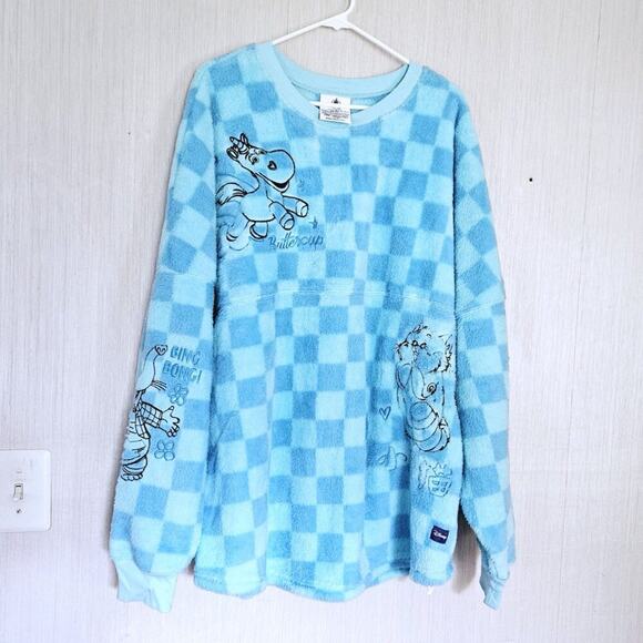 Disney Pixar Spirit Jersey Fuzzy Blue Checkered - size XXL - NWT - Picture 2 of 13